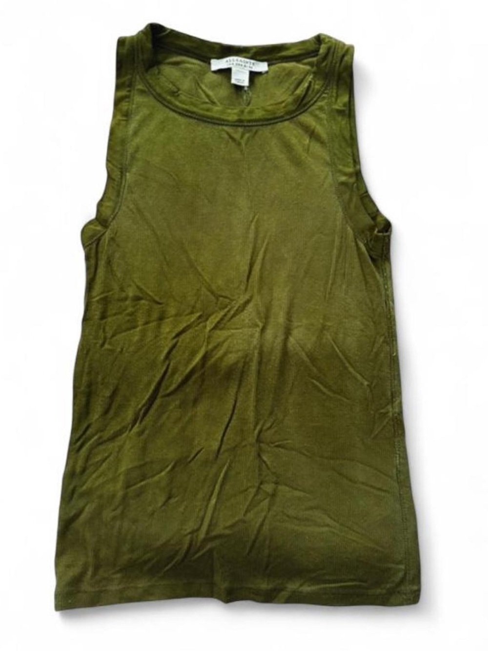 All Saints Olive Green Ribbed Tank Top